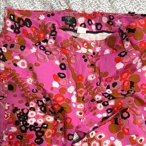 J.Crew Pink and Brown Floral inspired capris citi fit